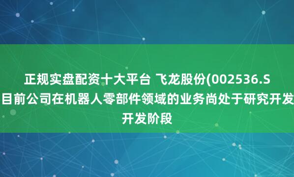 正规实盘配资十大平台 飞龙股份(002536.SZ)：目前公司在机器人零部件领域的业务尚处于研究开发阶段