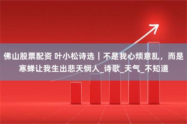 佛山股票配资 叶小松诗选｜不是我心烦意乱，而是寒蝉让我生出悲天悯人_诗歌_天气_不知道